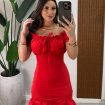 vestido midi fivela nice vermelho