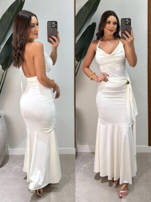 vestido canelado clara preto