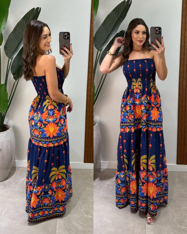 vestido tomara que caia látex teresa azul