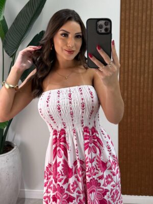 vestido tomara que caia látex teresa azul