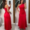 vestido longo nula manga regina vermelho