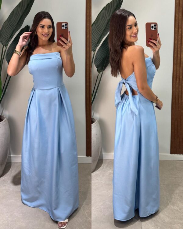 vestido tomara que caia hellen azul