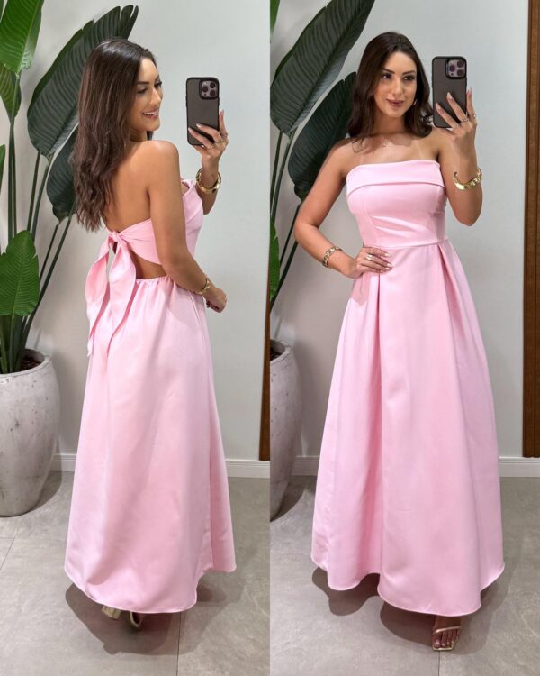 vestido tomara que caia hellen rosa