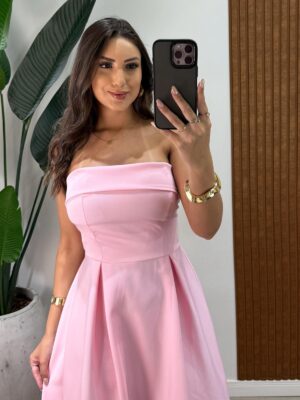vestido tomara que caia hellen rosa