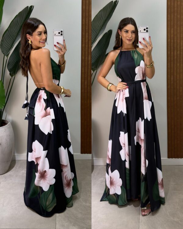 vestido longo frente Única laís