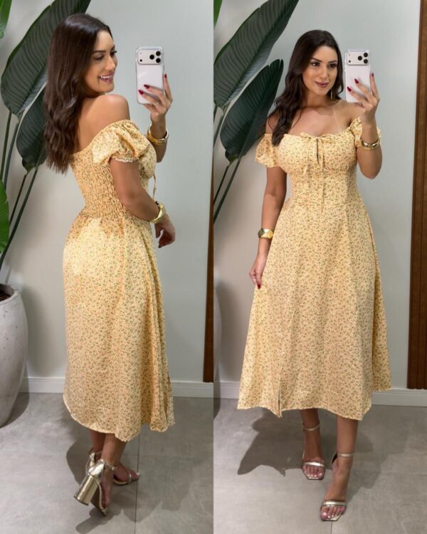 vestido aline amarelo flax