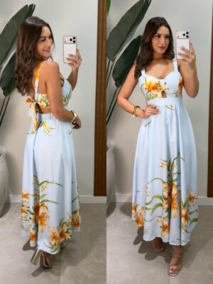 vestido floral longo silvia branco