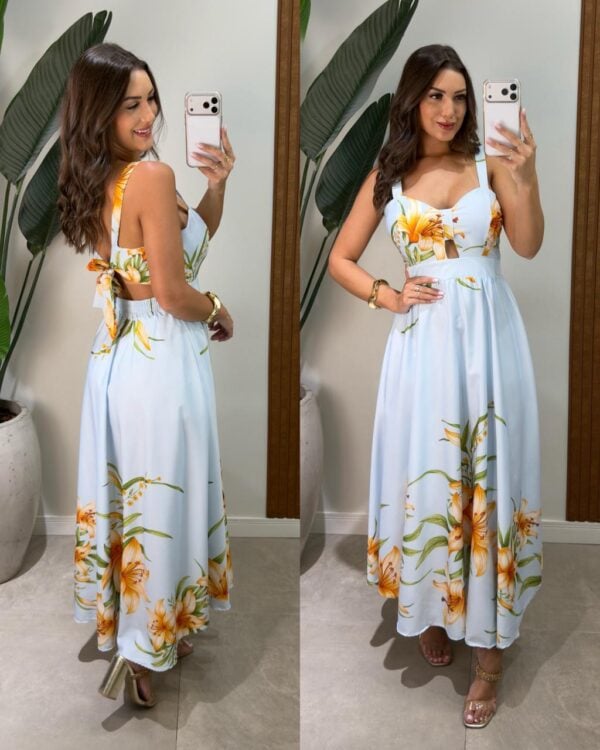 vestido floral longo silvia branco