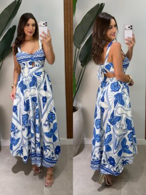 vestido floral longo silvia branco