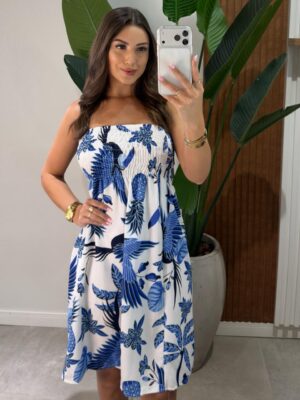 vestido curto amarração luna rosa