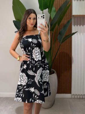 vestido curto amarração luna rosa