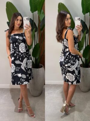 vestido curto amarração luna rosa