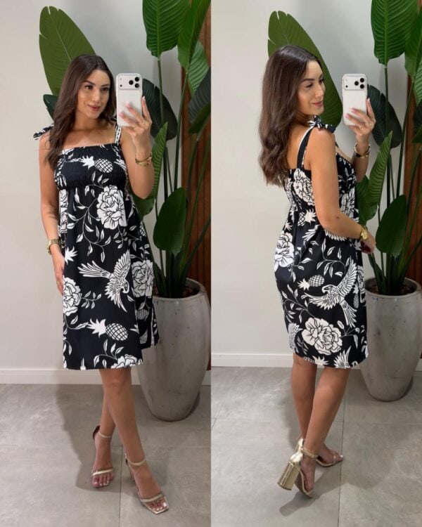 vestido curto amarração luna rosa