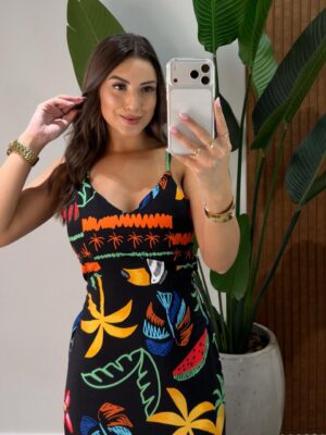 vestido longo flores isis azul claro