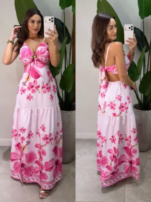 vestido longo liso aurora azul