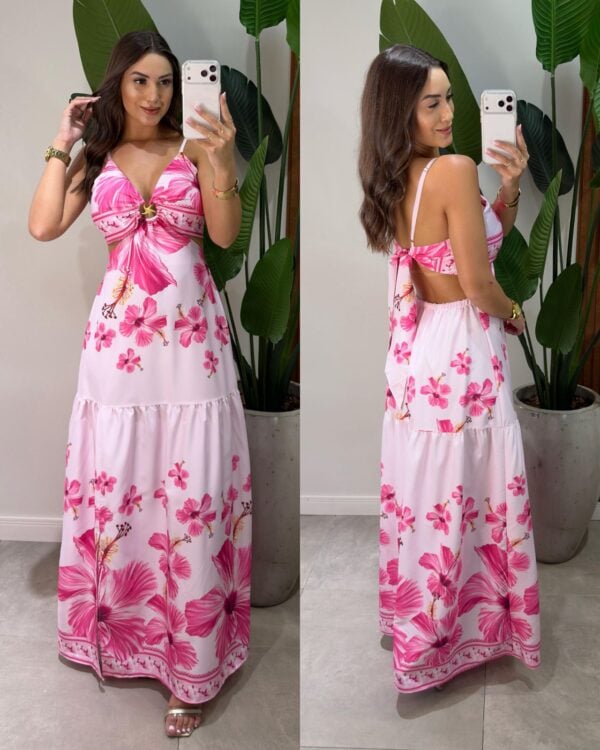 vestido longo liso aurora azul