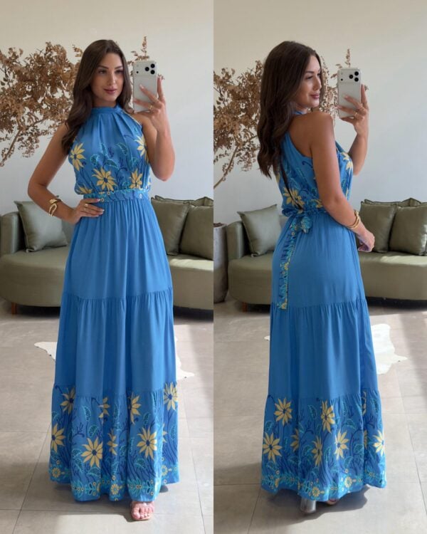 vestido gola alta teresa fúcsia