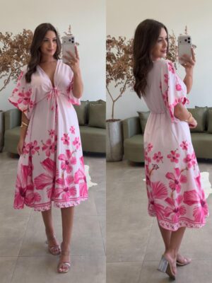 vestido tropical francisca creme