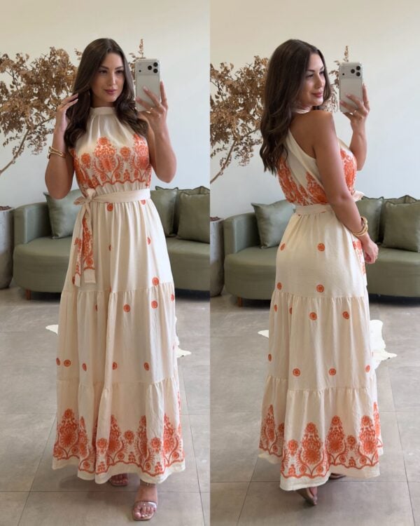 vestido tropical francisca creme