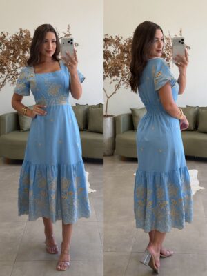 vestido tropical francisca creme