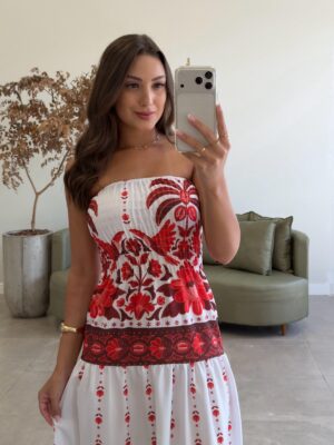 vestido tomara que caia flor bel vermelho vestido tomara que caia flor bel vermelho