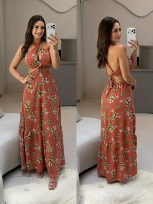 vestido frente Única sofhia marrom