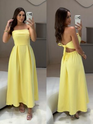vestido midi fivela nice amarelo (cópia)