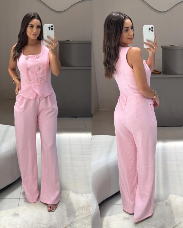 macacão botão ivana rosa