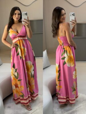 vestido longo alicia rosa