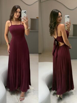 vestido plissado miguelina