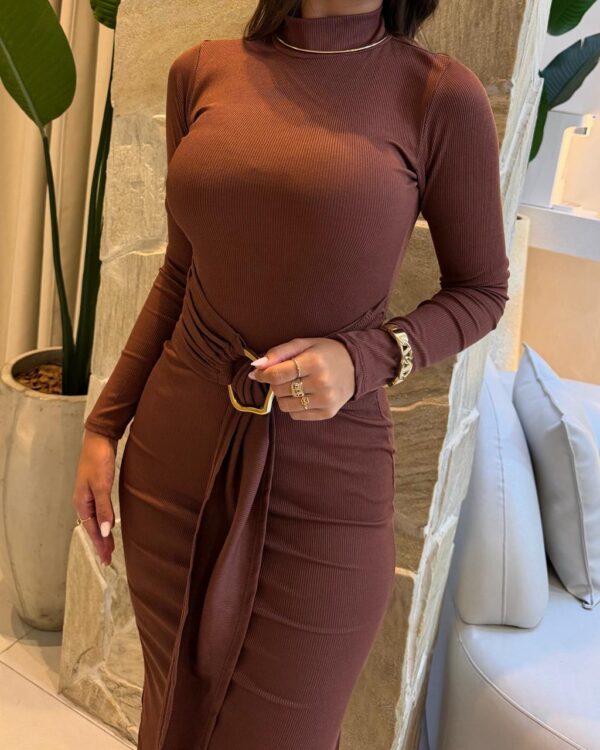 vestido longo manga karina marrom vestido longo manga karina marrom