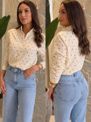 camisa coração catarina creme