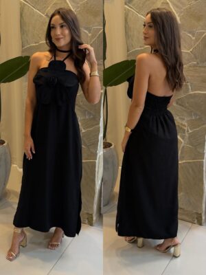 vestido midi drapeado ellen preto (cópia)