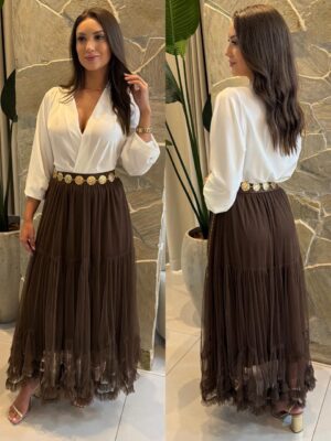 blusa nula manga eva chocolate