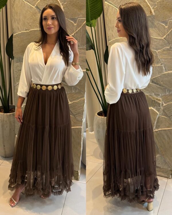 blusa nula manga eva chocolate