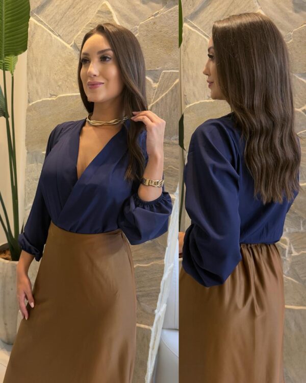 blusa manga longa chiffon lucia branco