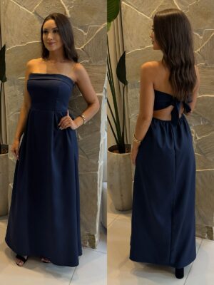 vestido tomara que caia festa dandara azul bic