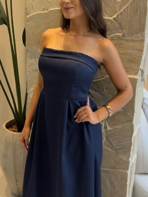 vestido tomara que caia festa dandara azul bic