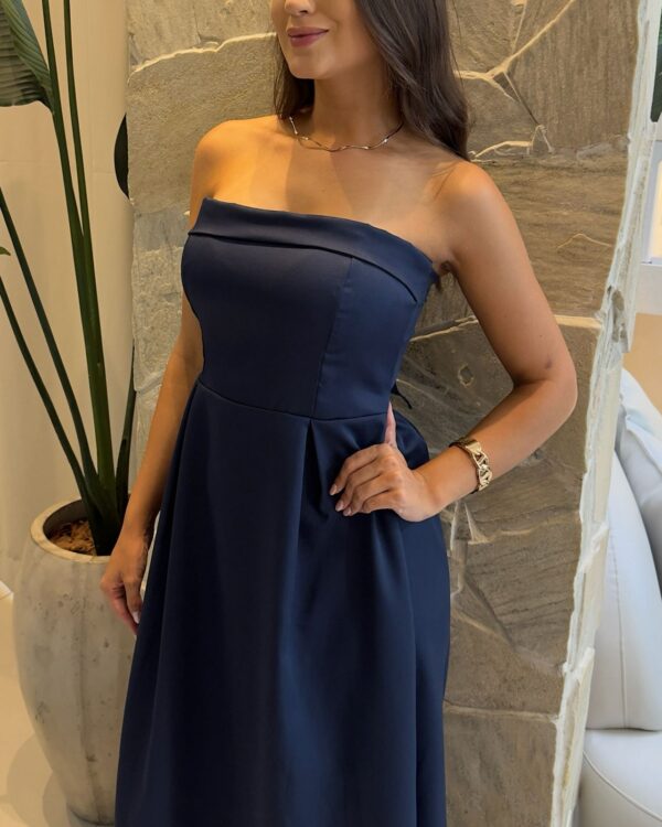 vestido tomara que caia festa dandara azul bic vestido tomara que caia festa dandara azul bic